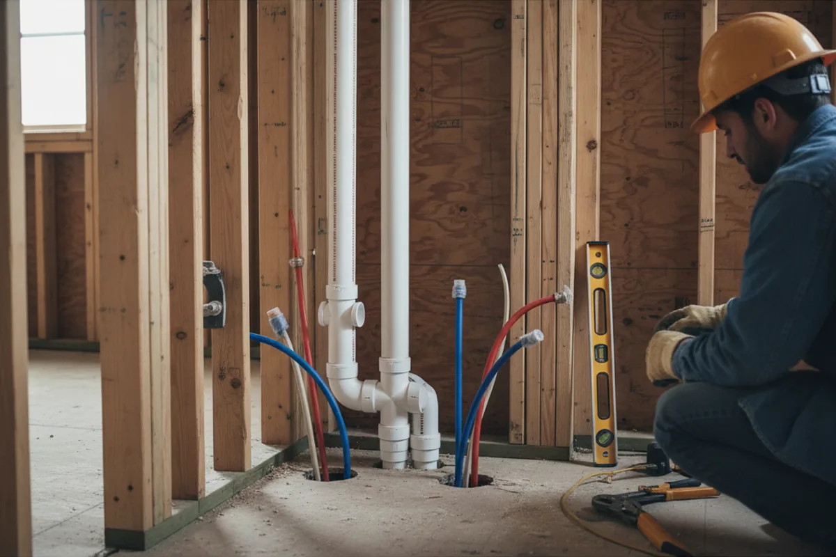 Drain and supply rough-in during Leak Detection in Morley